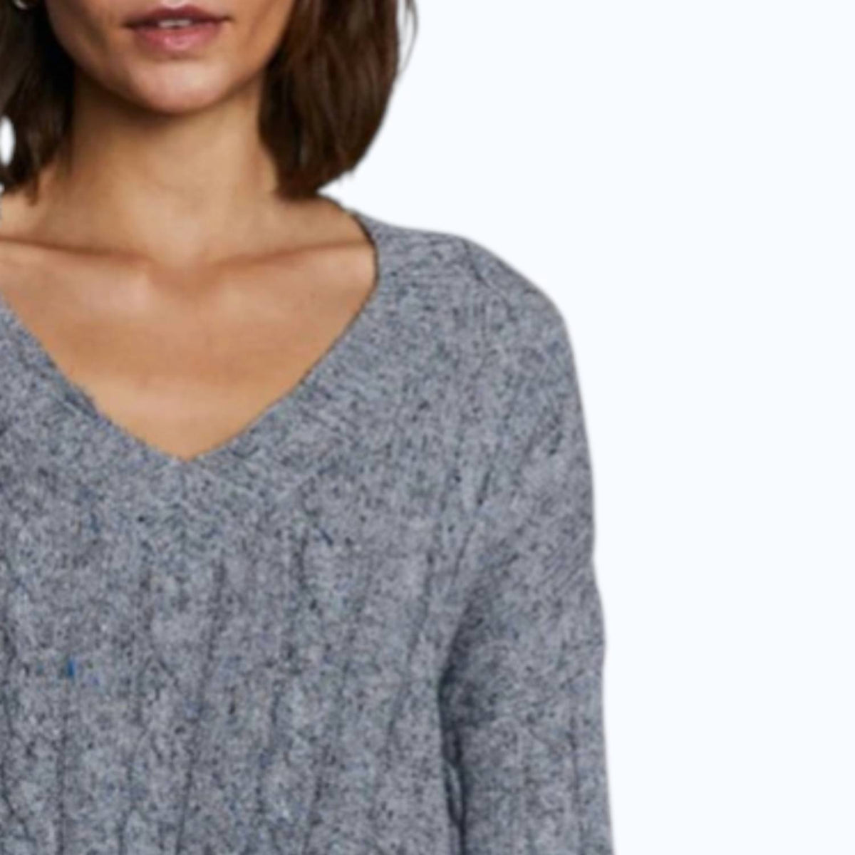 Autumn Cashmere - Distressed Cropped Cable V Sweater