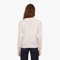 Autumn Cashmere - Puff Sleeve Crew With Floral Embroidery Top - cashmere - clothing - floral