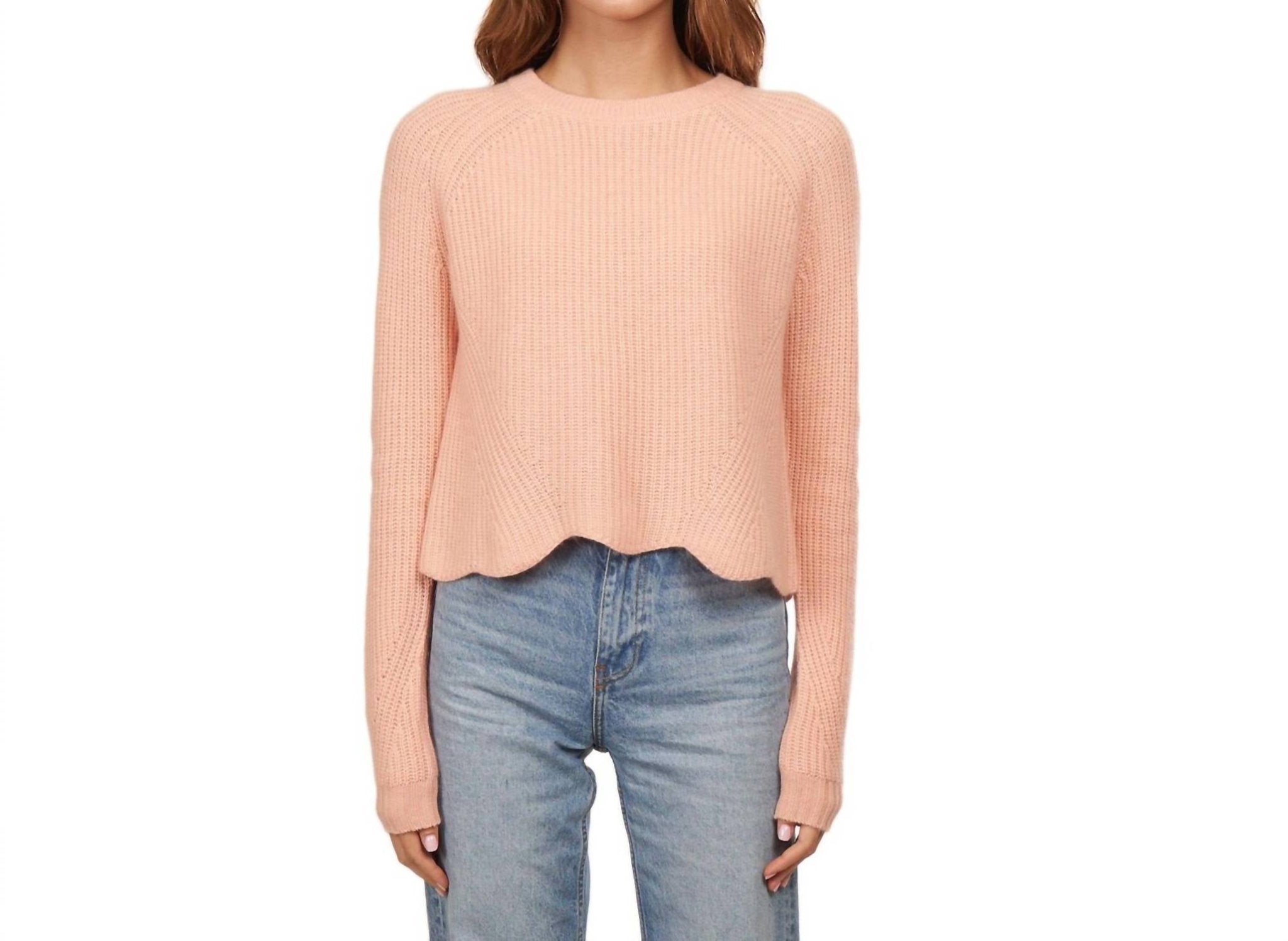 Autumn Cashmere - Scalloped Shaker Sweater - beige - cashmere - clothing