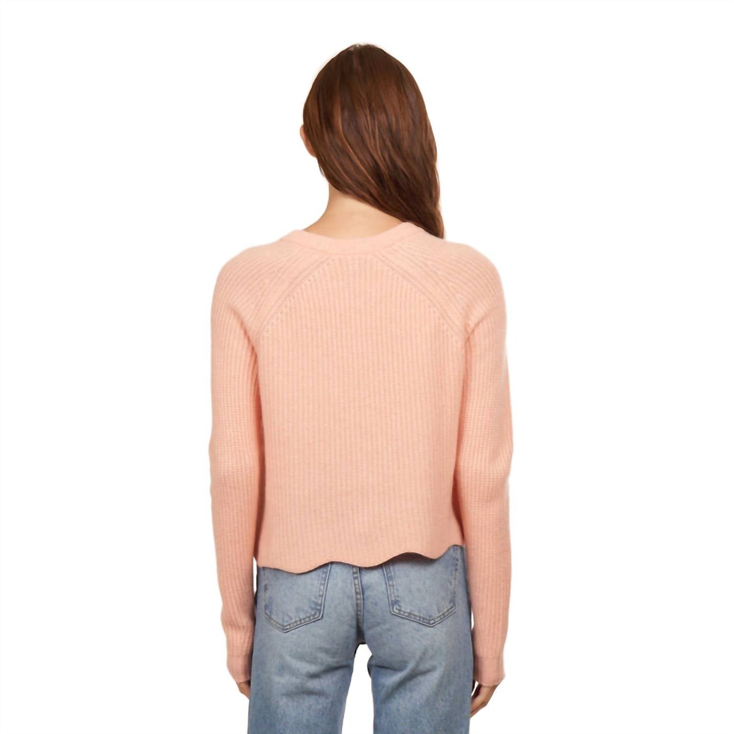 Autumn Cashmere - Scalloped Shaker Sweater - beige - cashmere - clothing