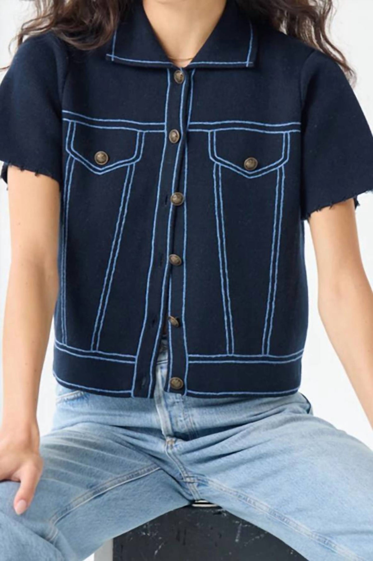 Autumn Cashmere - Short Sleeve Denim Jacket