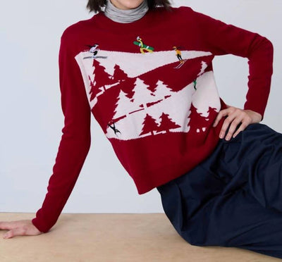 Autumn Cashmere - Snowscape Sweater With Skiers