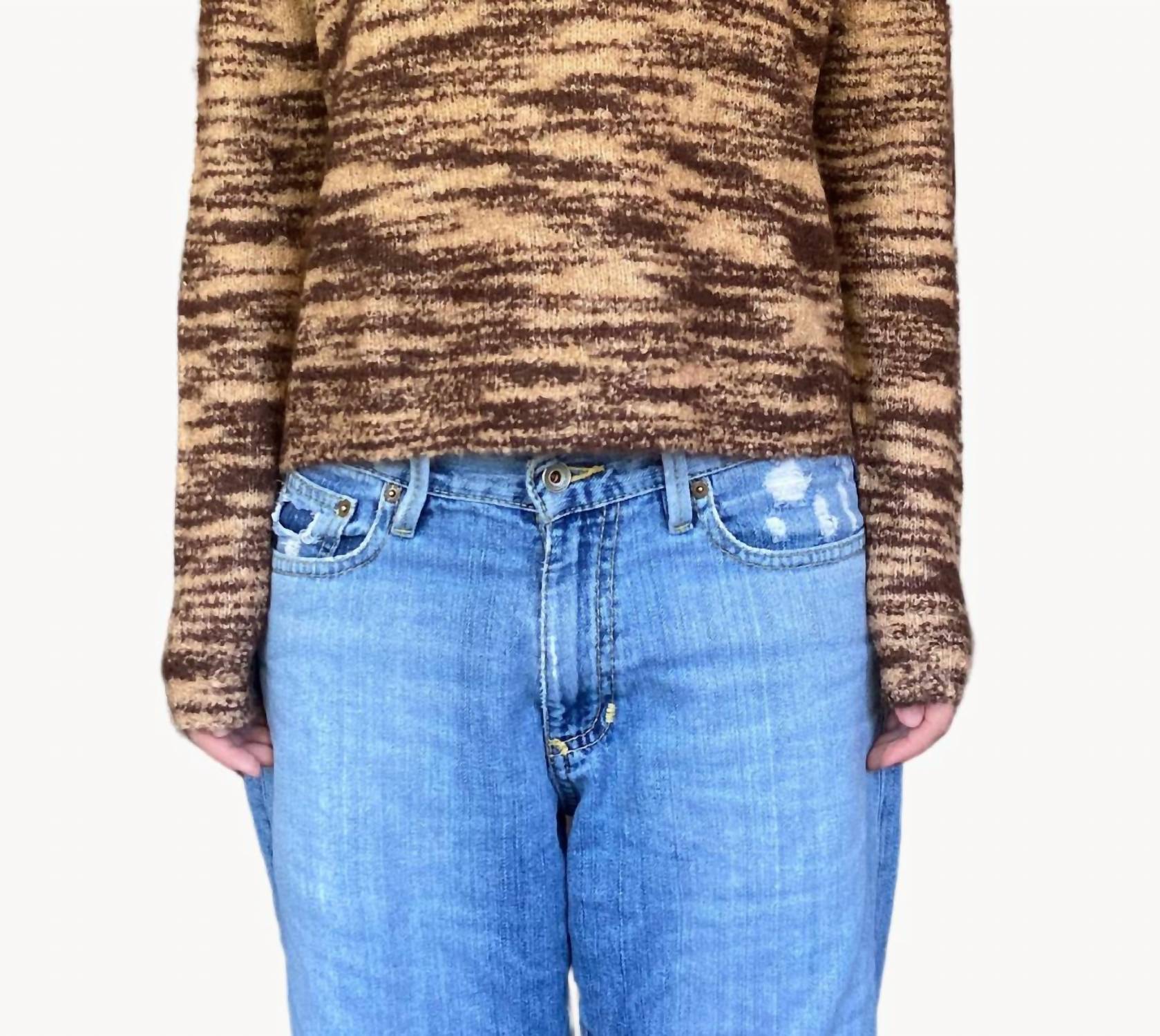 Autumn Cashmere - Tiger Stripe Chunky Crew Sweater - animal - brown - clothing