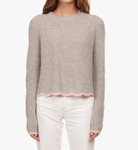 Autumn Cashmere - Tipped Scallop Shaker Crew Sweater - cashmere - clothing - crew