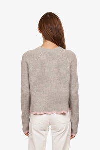 Autumn Cashmere - Tipped Scallop Shaker Crew Sweater - cashmere - clothing - crew