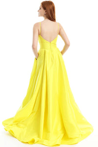 Ava Presley - Satin A Line Slit Gown