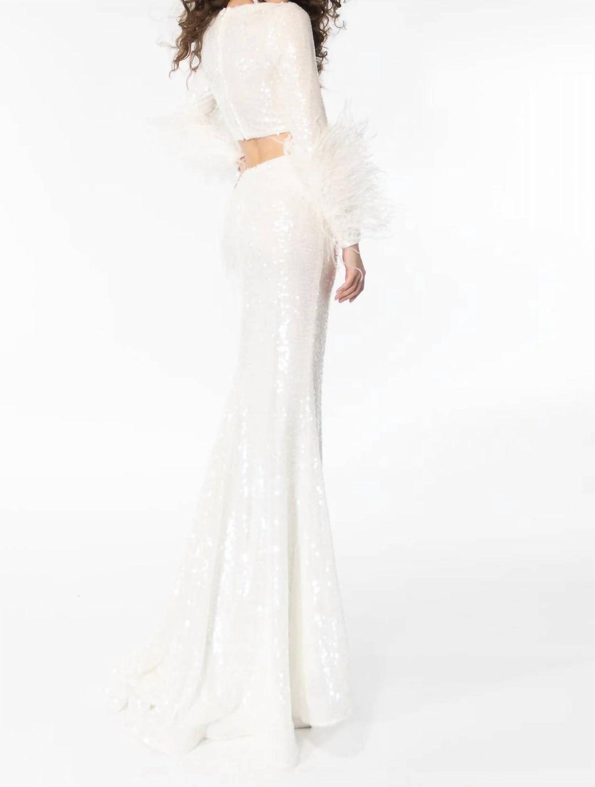 Ava Presley - Sequin Set With Feathered Sleeves