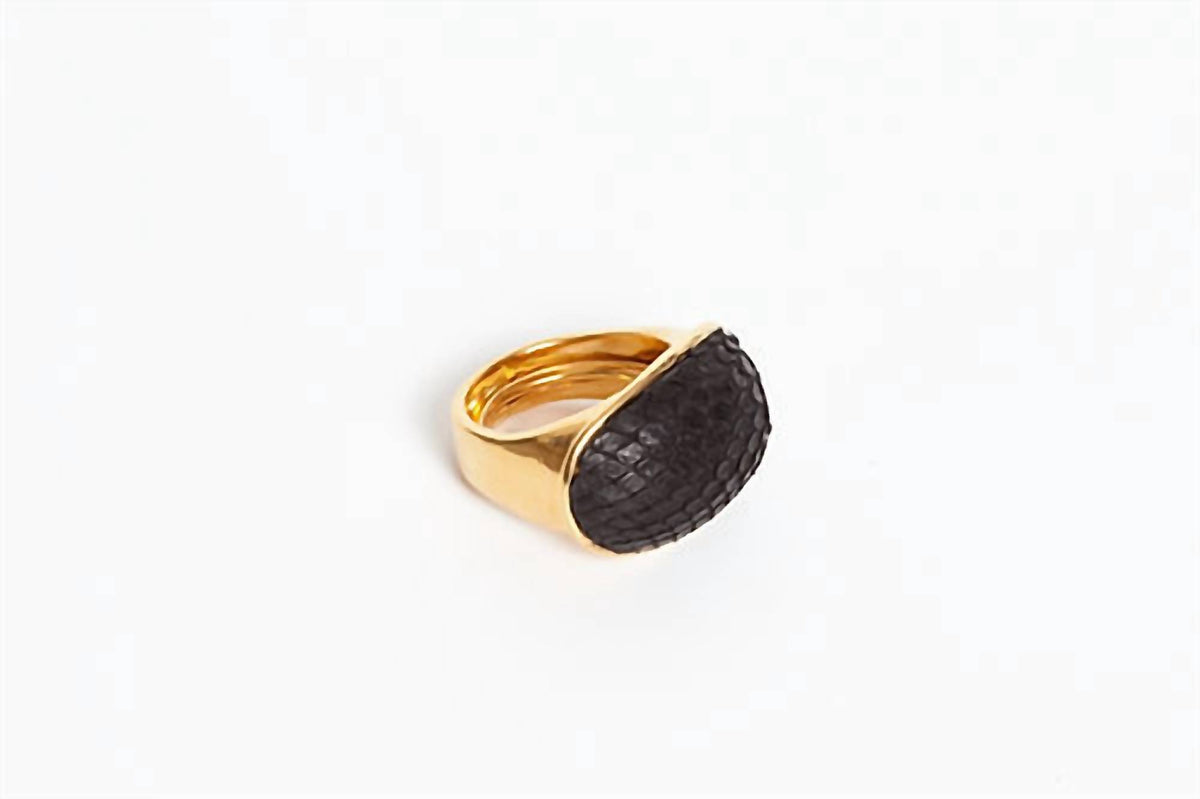 Avenue Chic - Women's Exotic Leather Pyramid Ring
