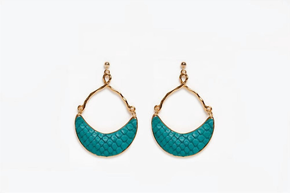 Avenue Chic - Women's Half Moon Python Earrings