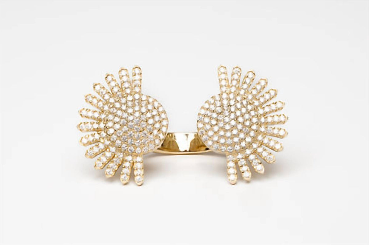 Avenue Chic - Women's Half Sunburst Cuff Ring