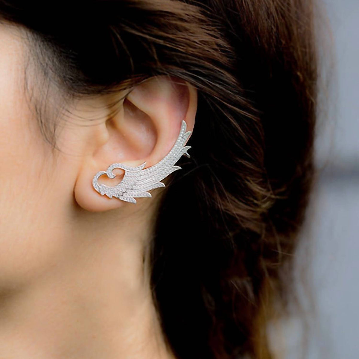 Avenue Chic - Women's Heart Wing Earcuff Earrings