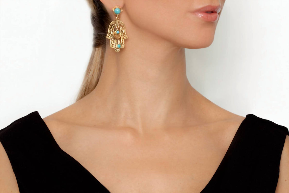 Avenue Chic - Women's Teardrop Hamsa Earrings