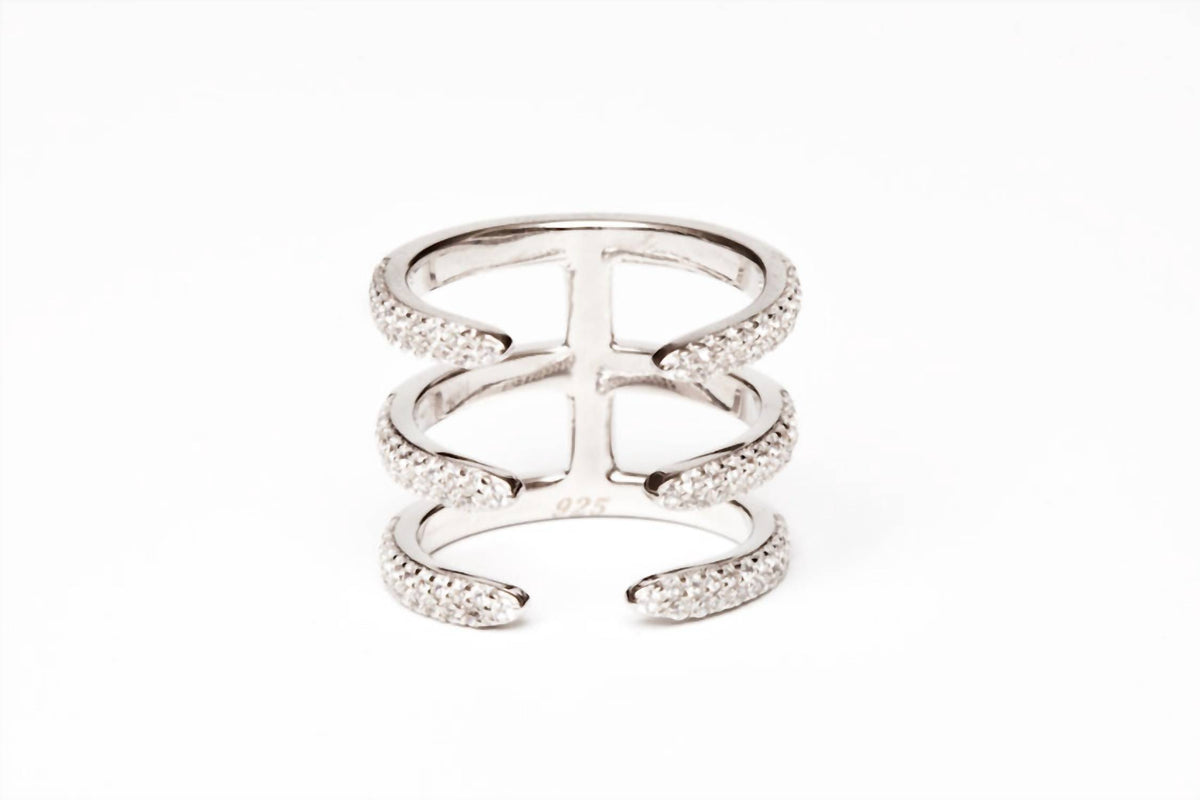 Avenue Chic - Women's Three Line Cz Cuff Ring