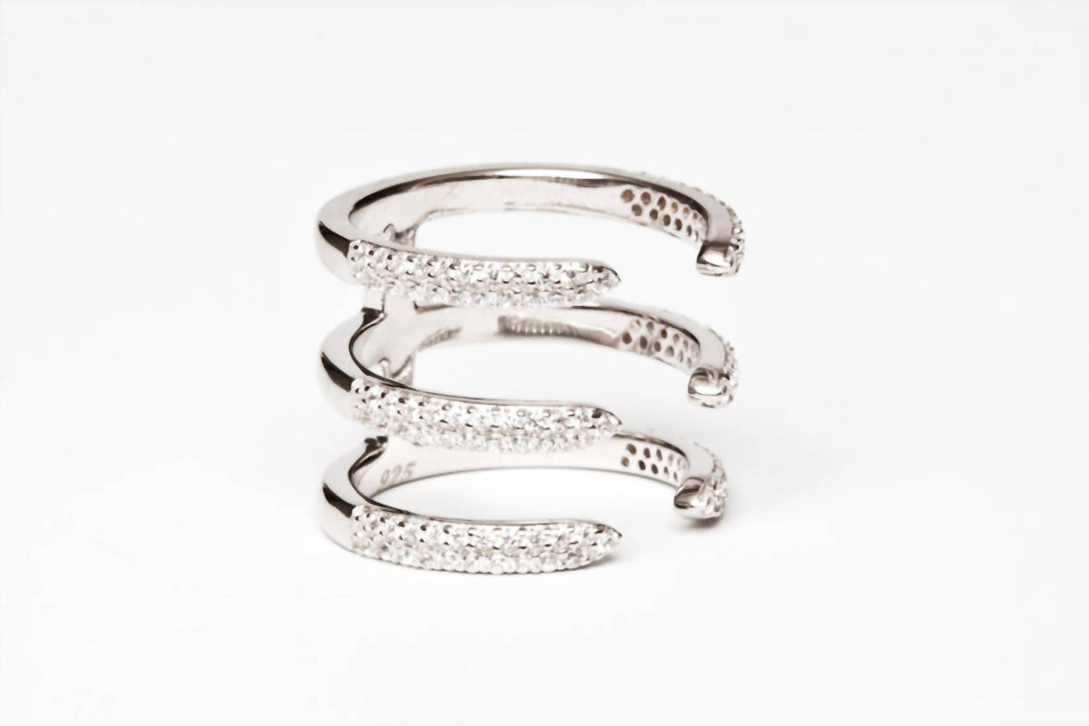 Avenue Chic - Women's Three Line Cz Cuff Ring