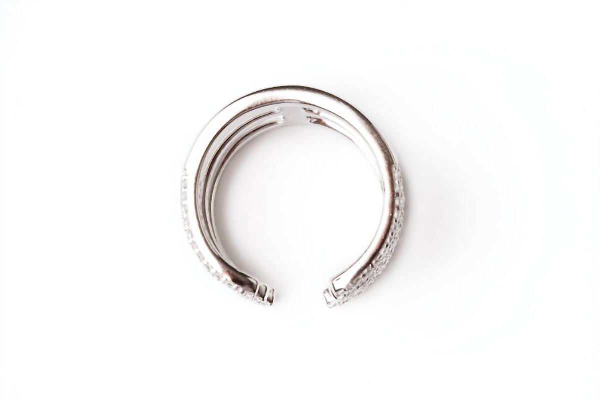 Avenue Chic - Women's Three Line Cz Cuff Ring
