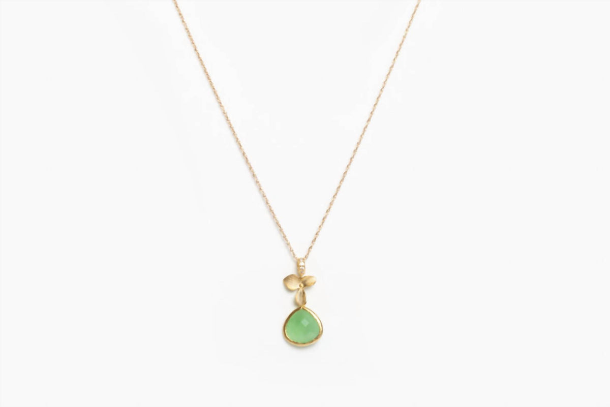 Avenue Chic - Women's Tiny Orchid Drop Pendant Necklace