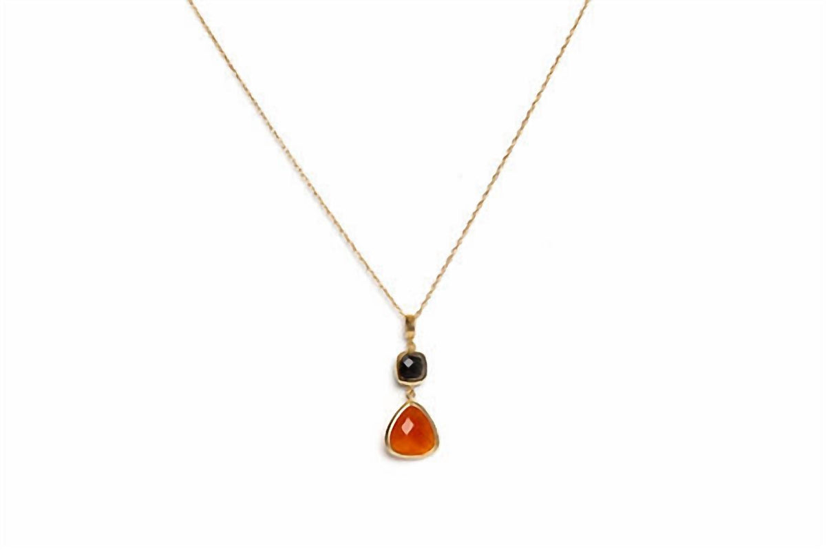 Avenue Chic - Women's Two Drop Orchid Triangle Necklace