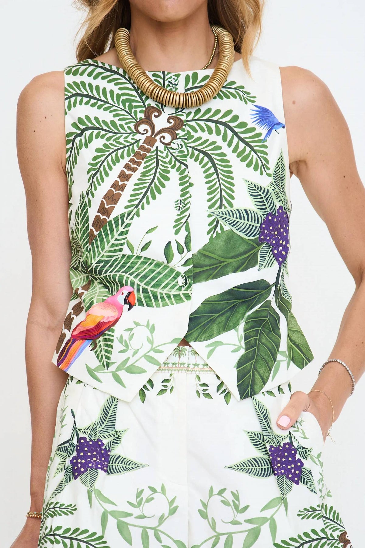 Aylaya - Mila Printed Button Vest