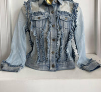 Azi - Women's Sheera Denim Long Sleeve Jacket - blue - clothing - cotton - blend