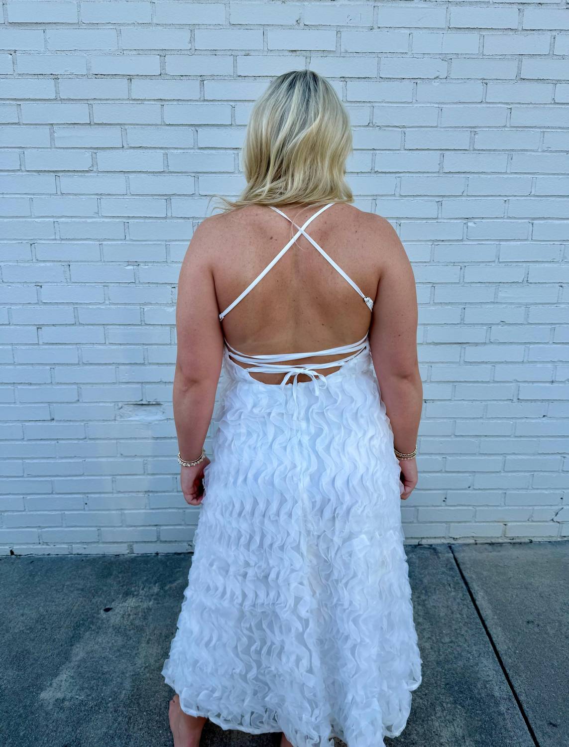 B.Right - Lace Up Floral Maxi Dress