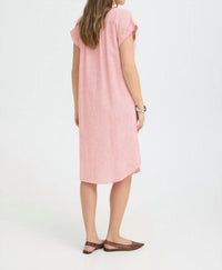 B.Young - Button Down Cuffed Sleeve Linen Dress