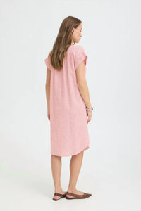 B.Young - Button Down Cuffed Sleeve Linen Dress