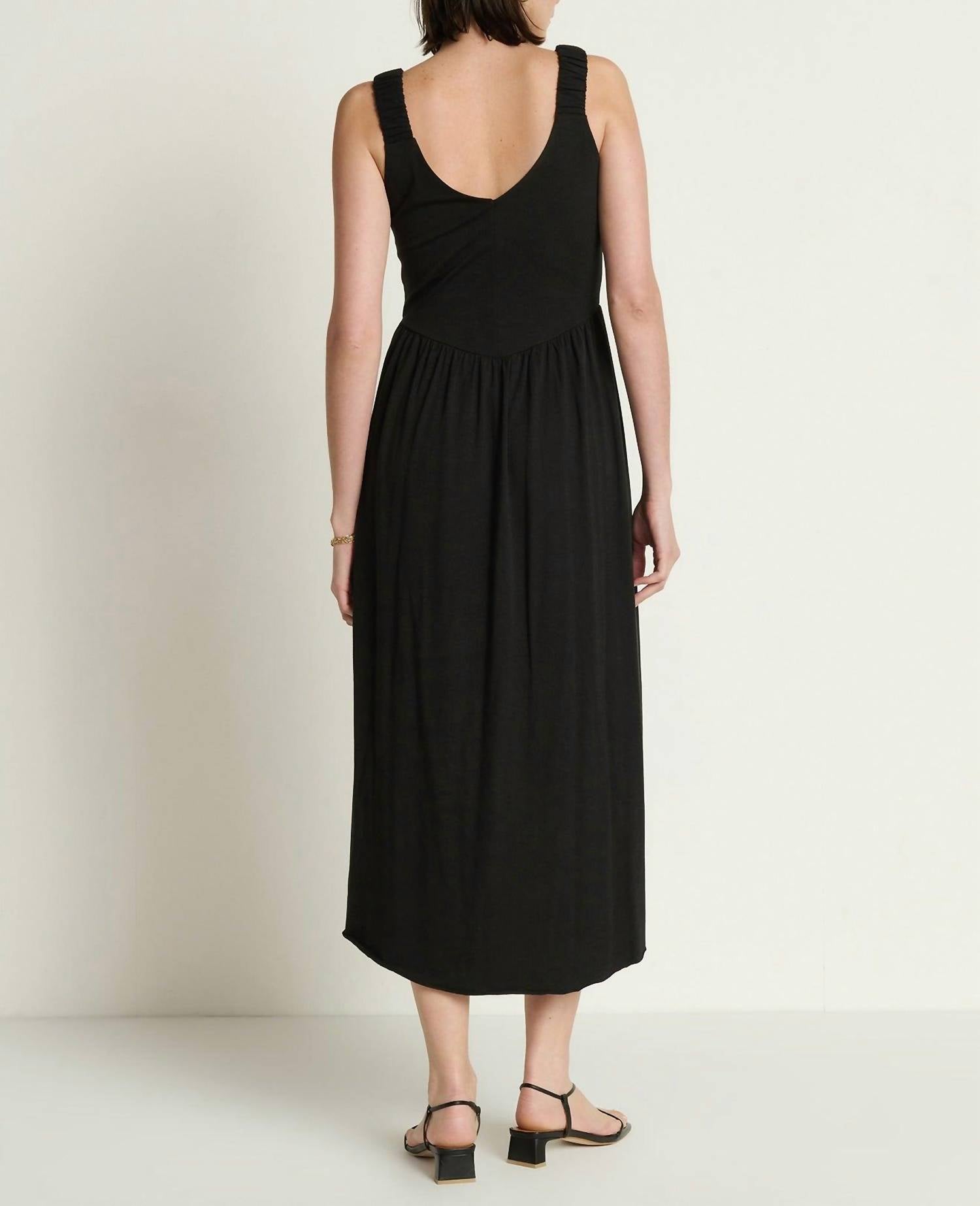 Nation LTD Celine Midi Tank Dress in jet black - women's dress - detail view