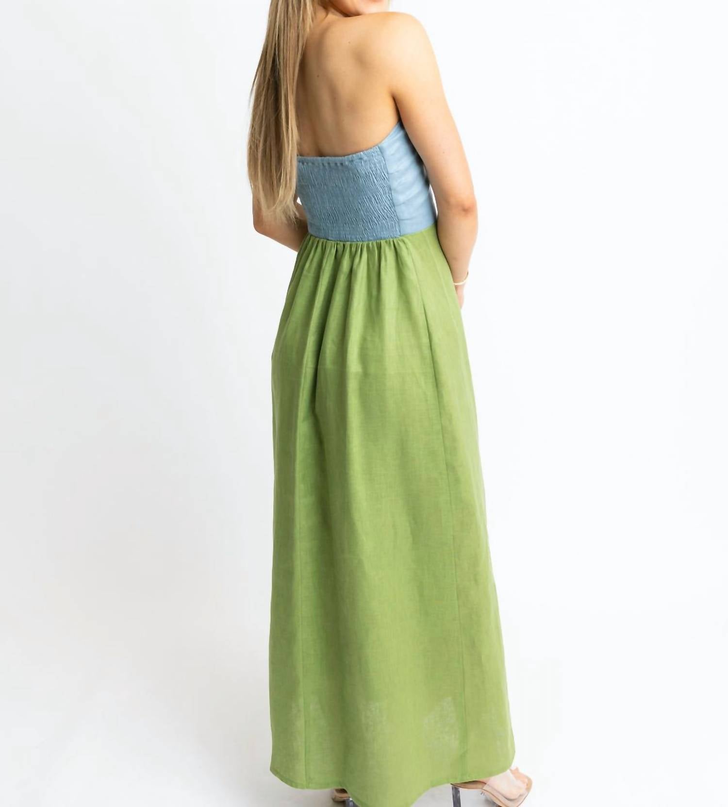 Karlie - Colorblock Linen Maxi Dress
