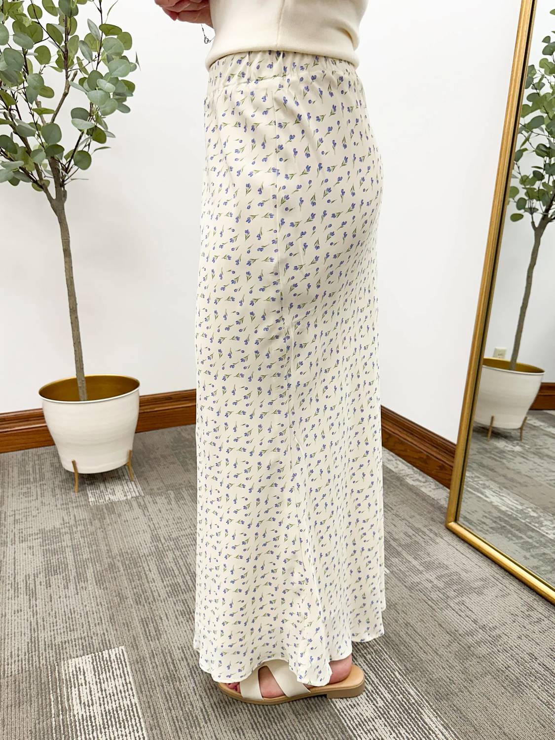 Wishlist - Floral Satin Midi Skirt