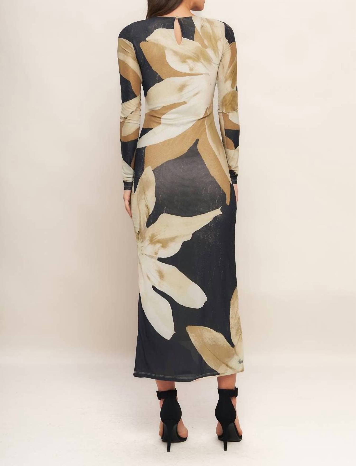Flying Tomato - Printed Power Mesh Midi Dress