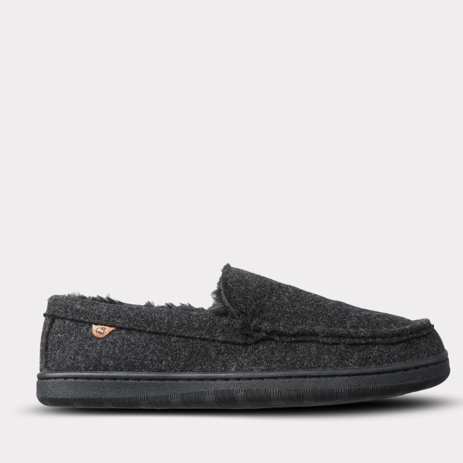Lamo Men's Classic Harrison Wool Slip-on Moccasin in black - men's loafer