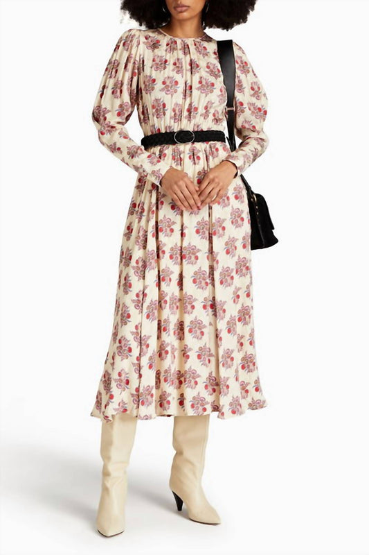 Bytimo - Gathered Jacquard Midi Dress