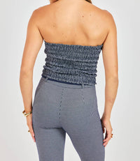 Sadie & Sage Frankie Smocked Tube Top in navy - women's shirt - alternate view