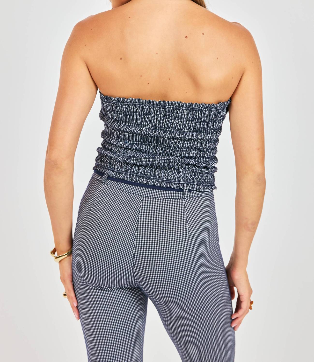 Sadie & Sage Frankie Smocked Tube Top in navy - women's shirt - alternate view