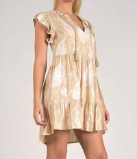 Elan - Ruffle Sleeve V-Neck Tiered Mini Dress