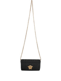 VERSACE Women's Embelished With Golden Closure Clutch Bag in black - women's bag