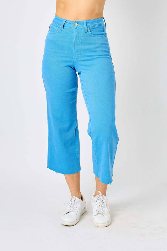 Judy Blue - High Rise Dyed Tummy Control Crop Wide Leg Jean