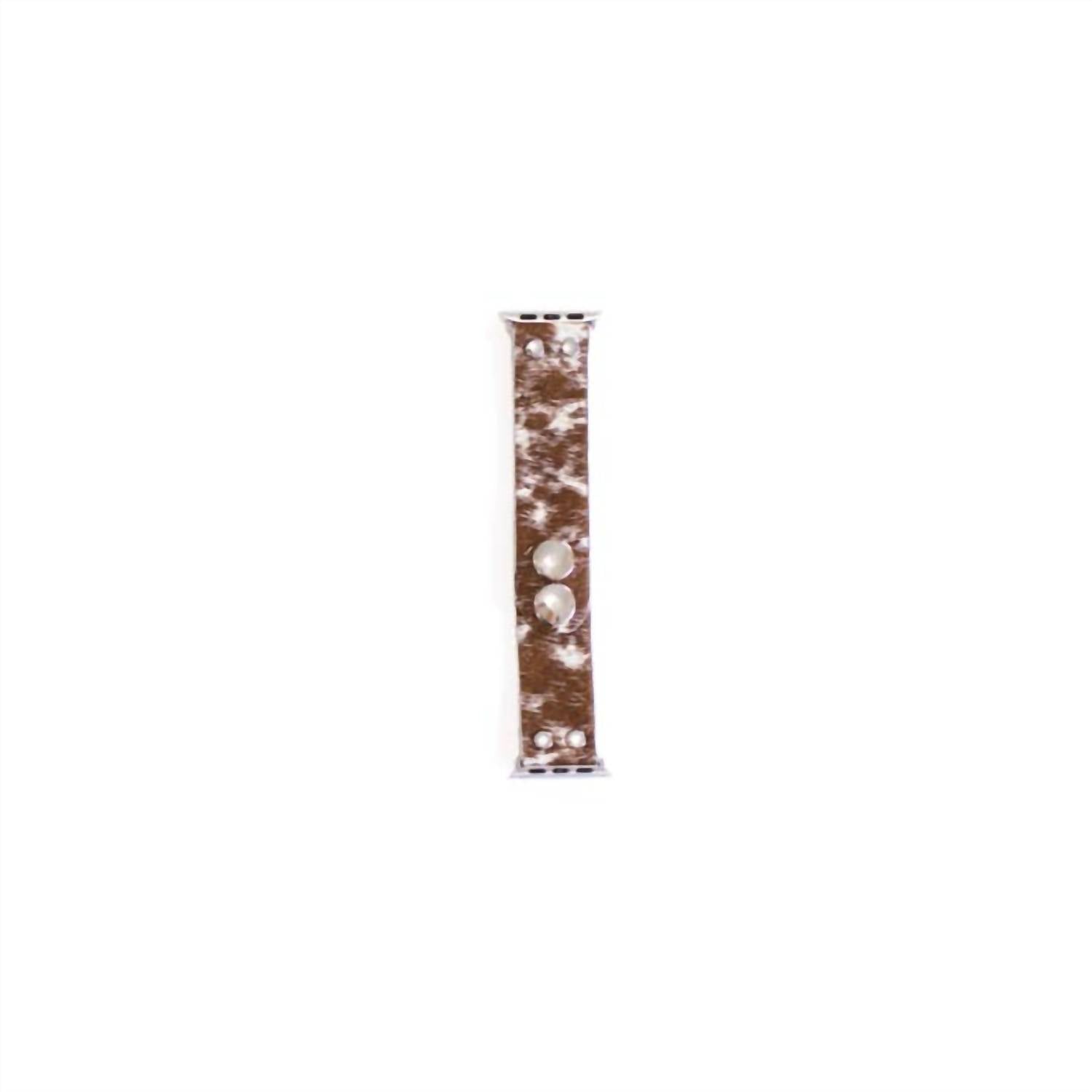 Beaudin Women's Smart Watch Band Leather & Cowhide Fur Replacement Strap in brown white - women's item