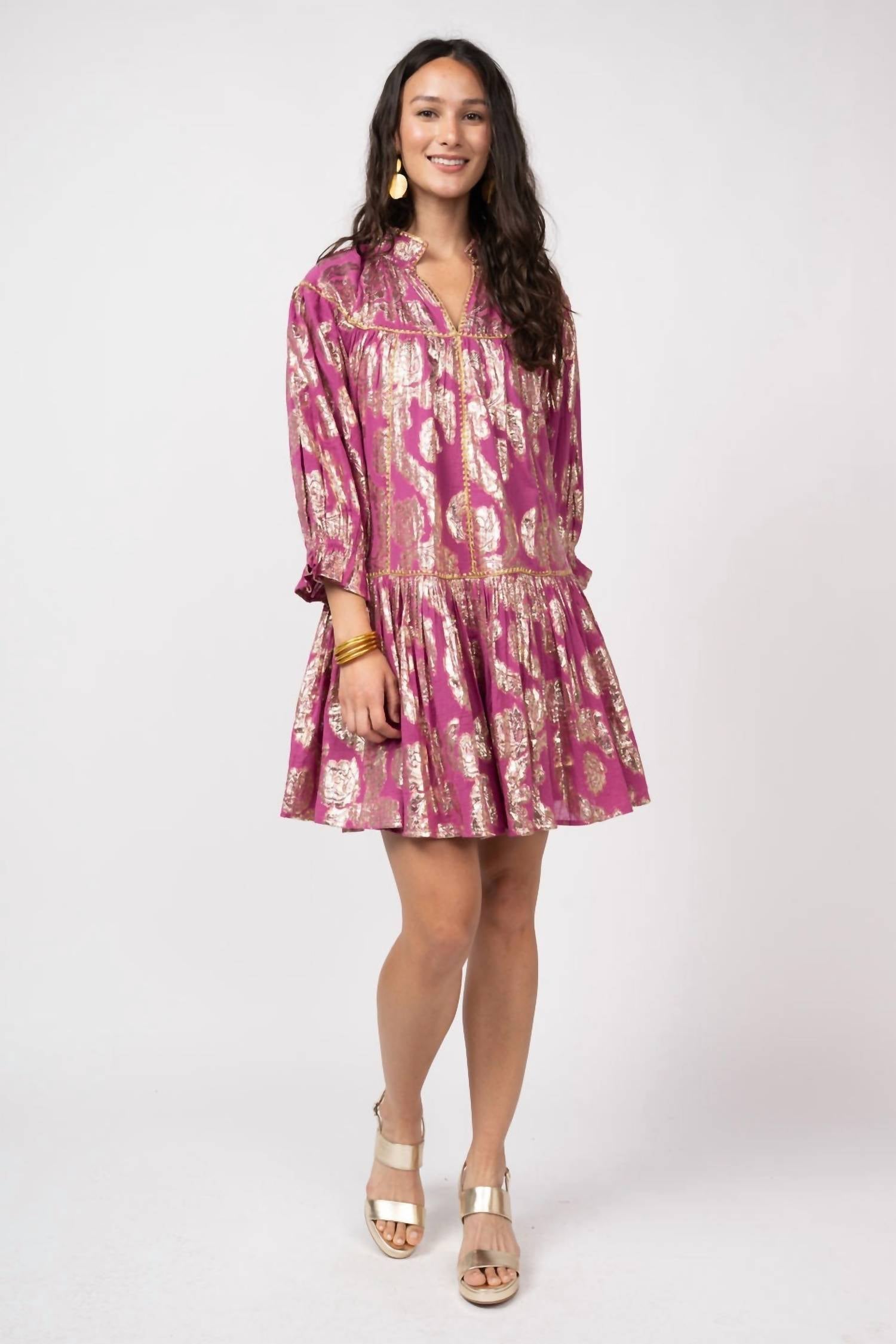 Sister Mary - Metallic Roses Swing Dress
