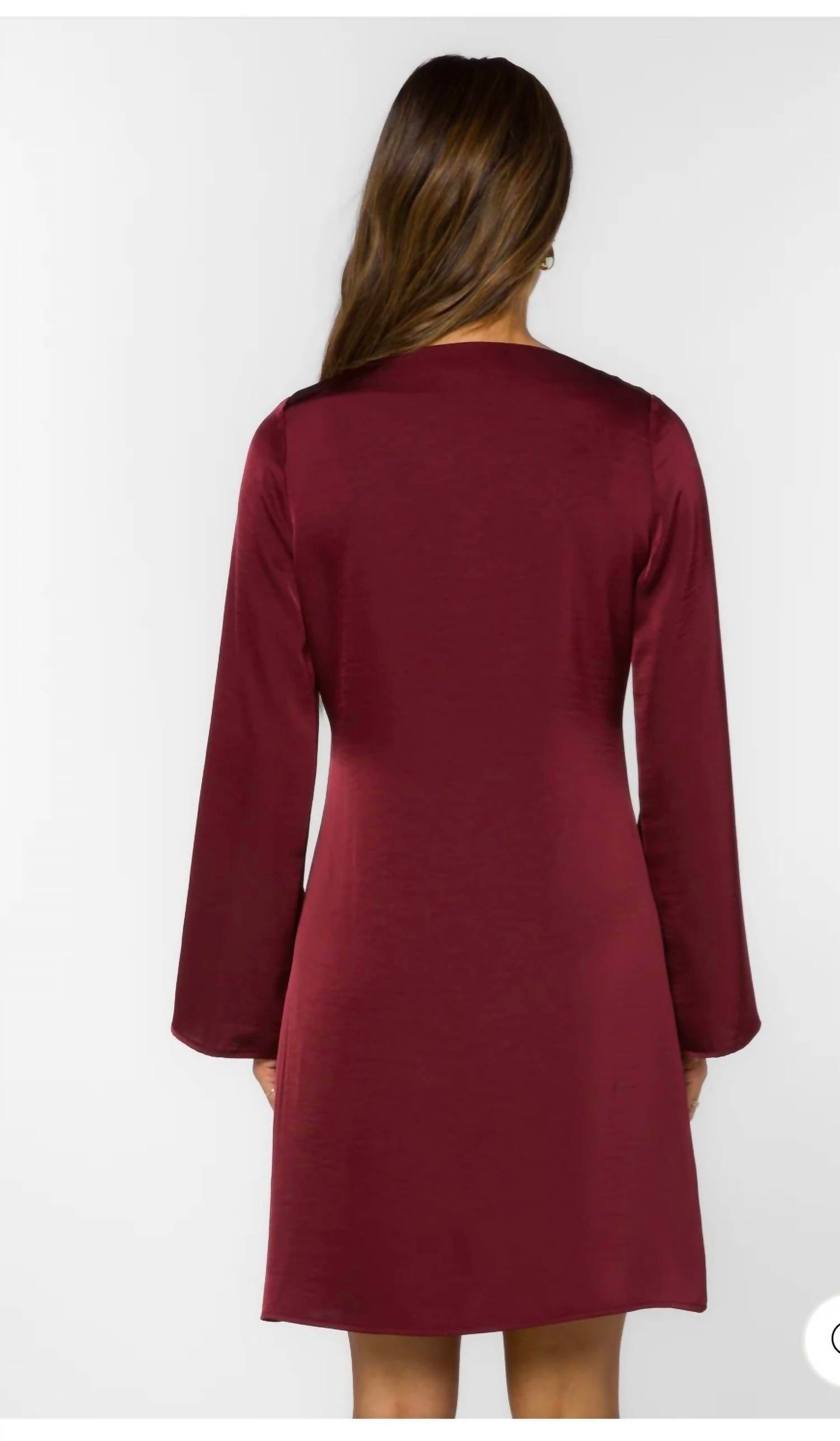 Velvet Heart Mariko Mini Dress in deep maroon 1 - women's dress - alternate view