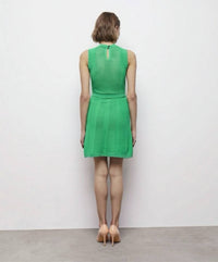 THE KOOPLES Romantic Knit Mixed Media Dress in gre01 - women's dress - view 4