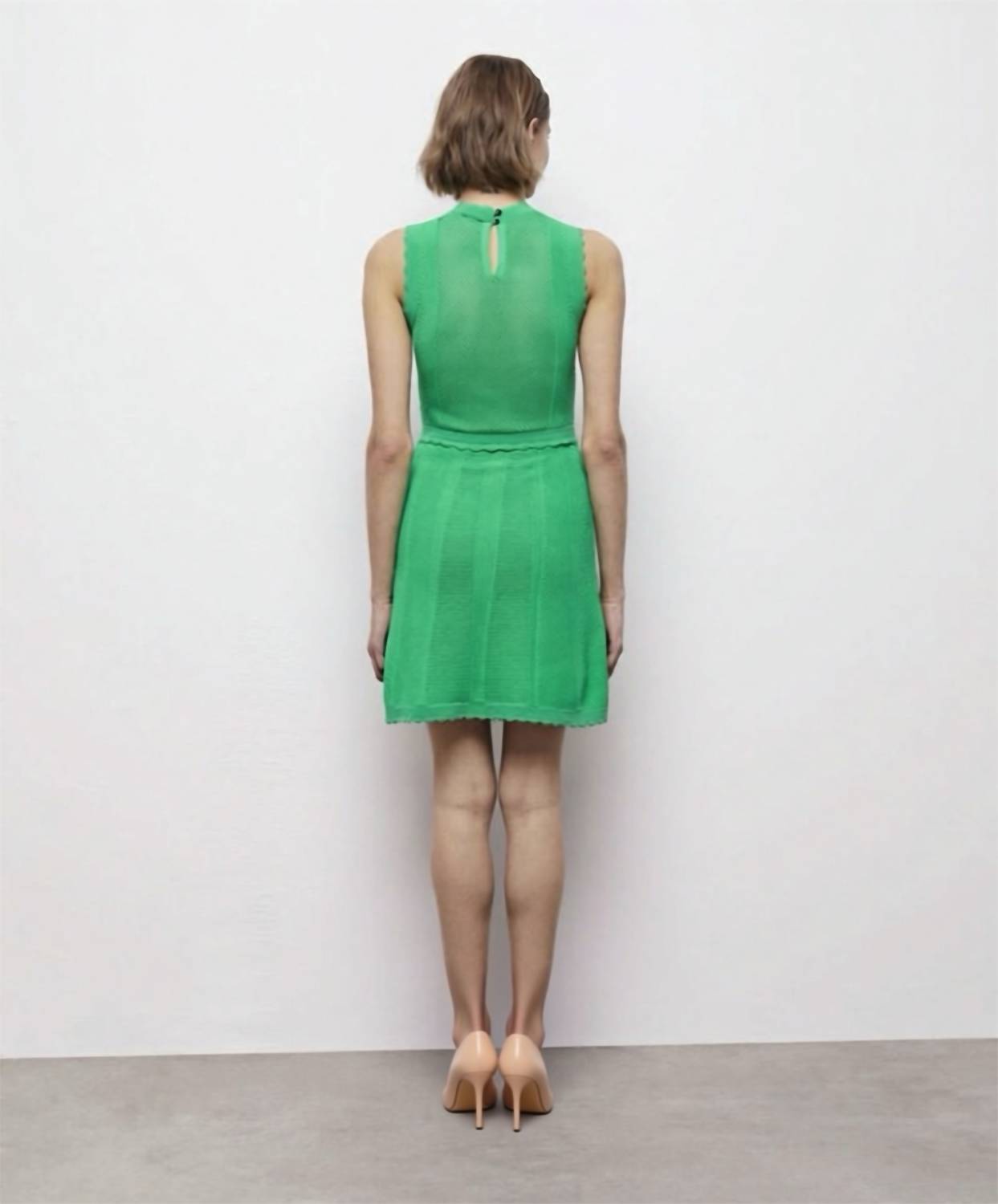 THE KOOPLES Romantic Knit Mixed Media Dress in gre01 - women's dress - view 4