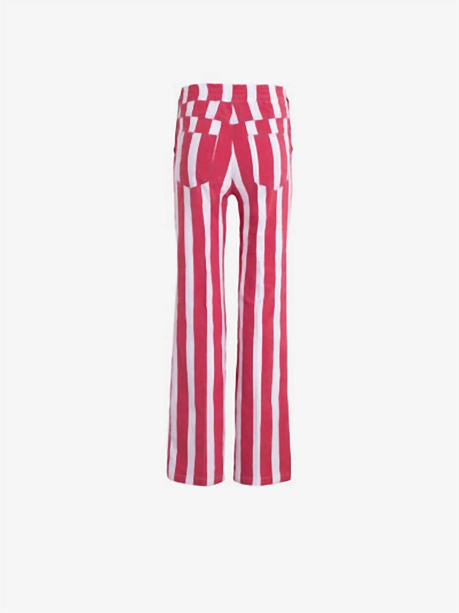 Vilagallo Striped Trousers With Buttons in rojo raya - women's pants - view 4
