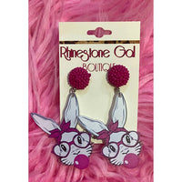 Posh Women's Bunny Acrylic Dangle Earrings in pink - women's jewelry