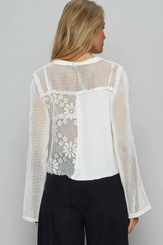 Pol - Mesh And Flowers Top