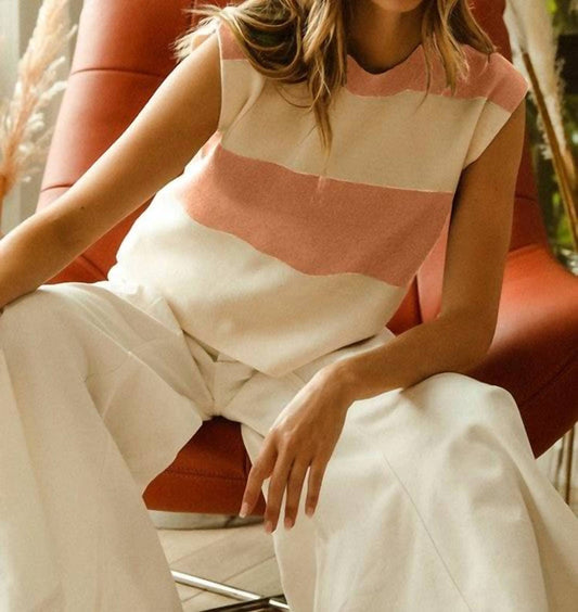 Bibi - Stripe Color Block Sleeveless Top