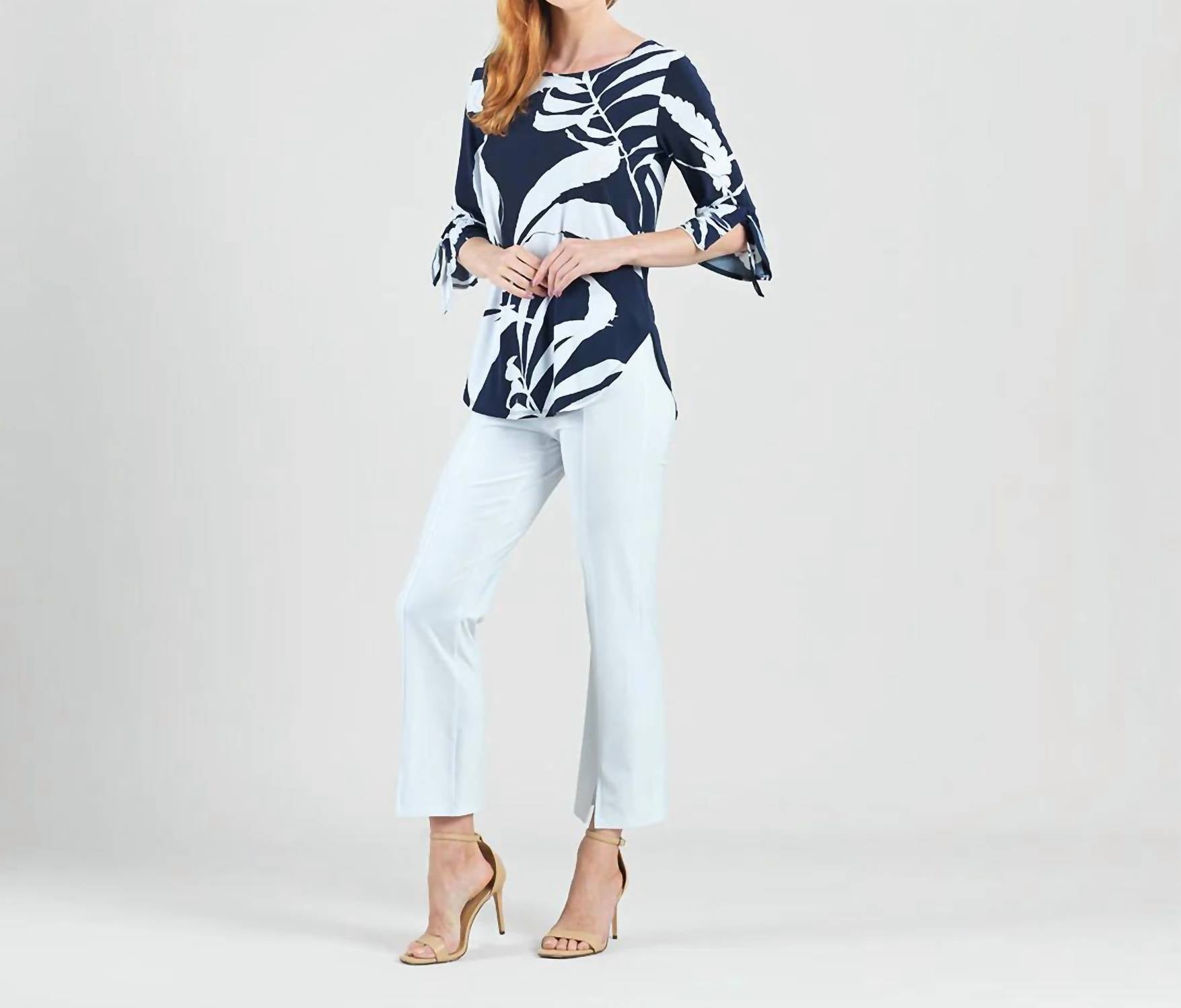 Clara Sunwoo - Tie Cuff Curved Hem Tunic Top - Plus