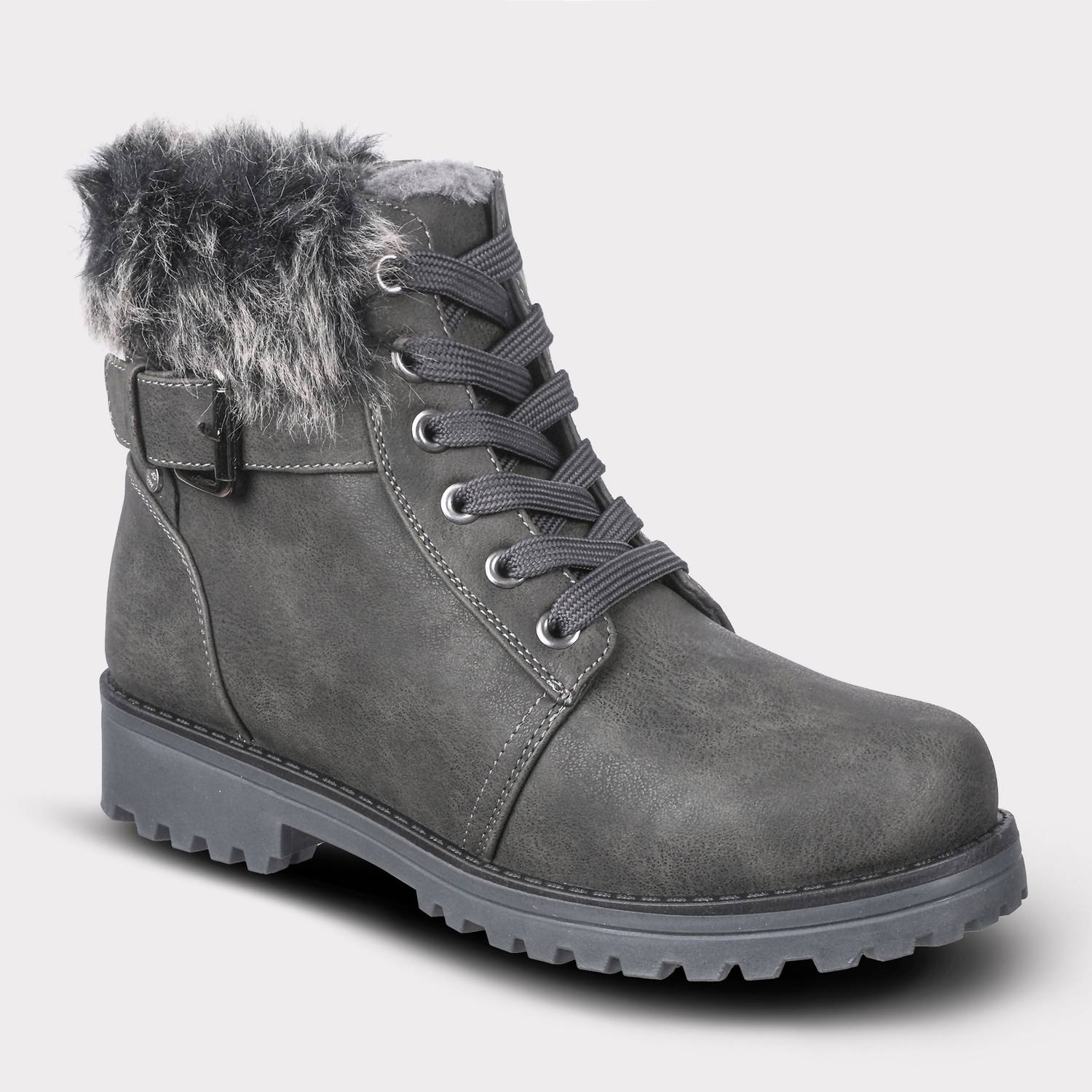 Lamo Women's Lace-up Boot in charcoal - women's shoe - detail view