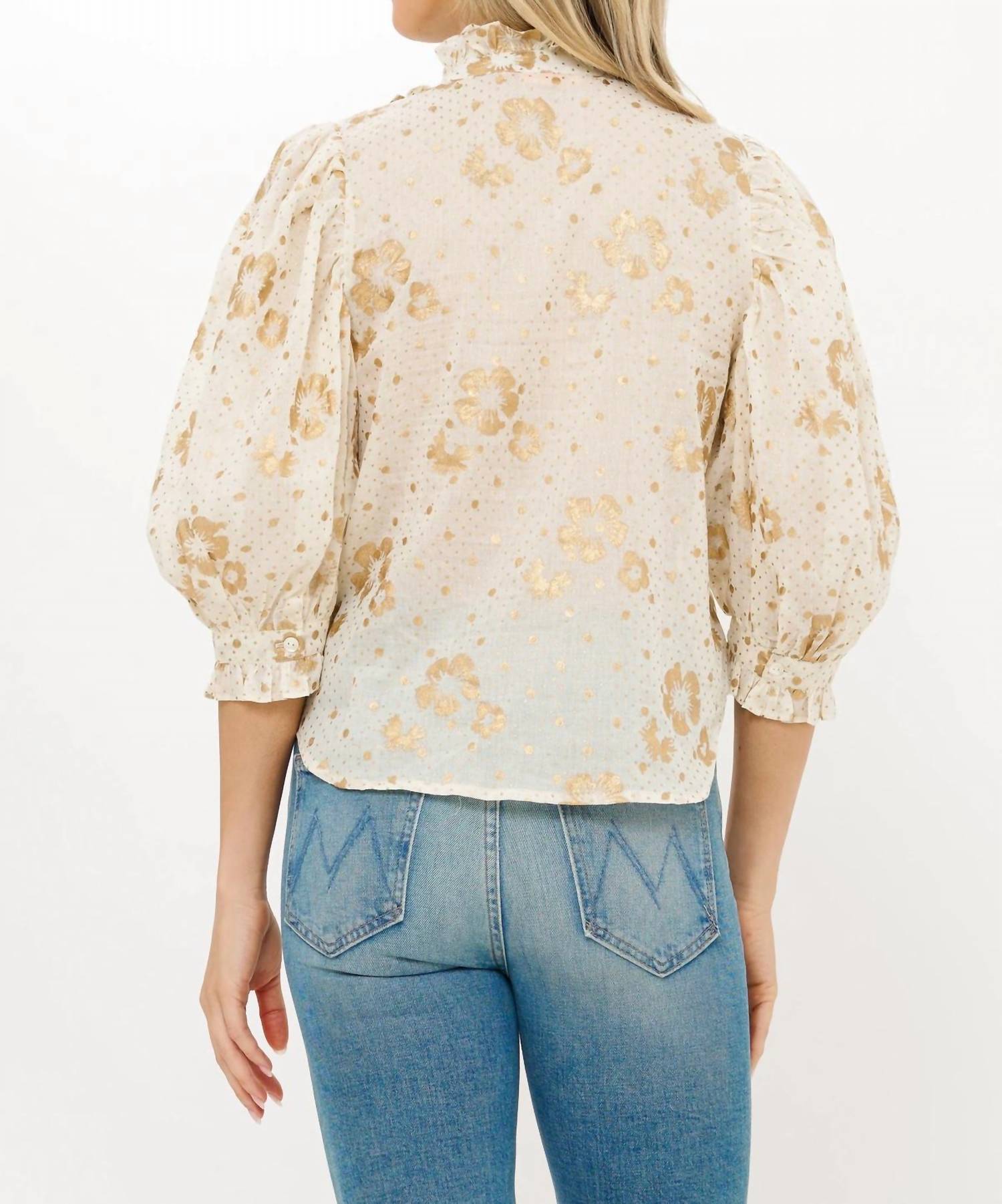 Oliphant - Carlin Ruffle Front Button Blouse