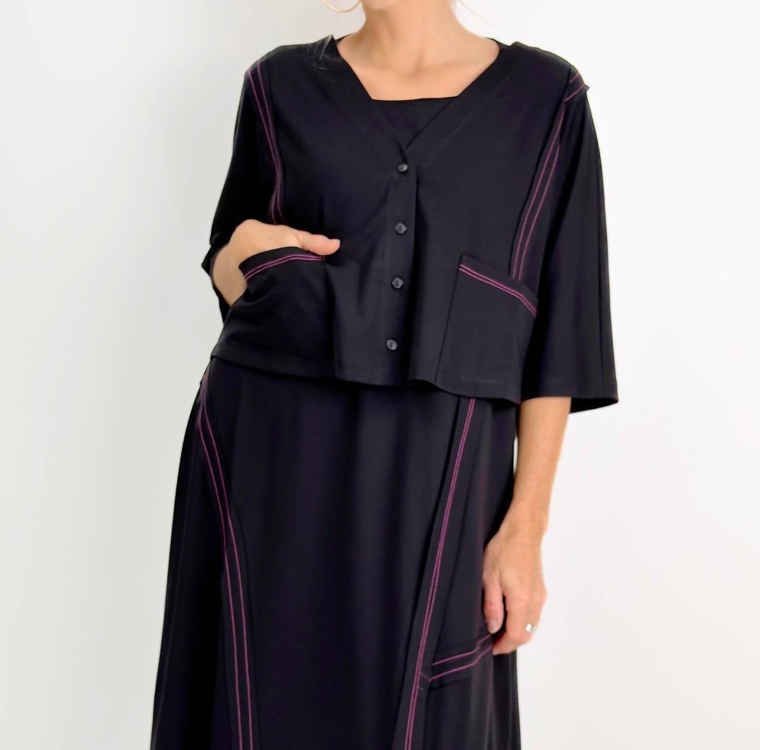 Ozai N Ku Avant Cropped Cardigan in black multi - women's cardigan